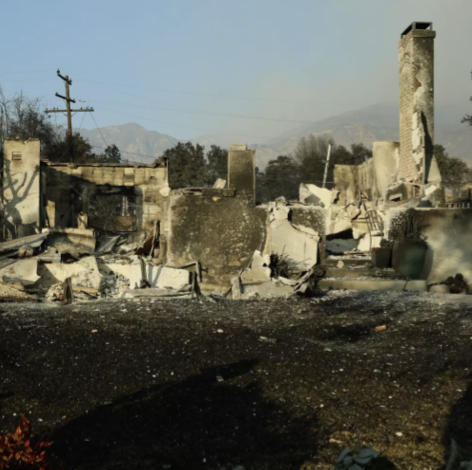 Picture of burned West Manor St. in Altadena due to fires, picture from L.A Times. 
